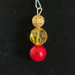 Stylish Round Beads Pendant - Gold Tone, Yellow, Red Ball - Stylish, Fashion